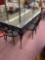 heavy wrought iron and glass top table with 6 chairs