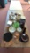 Avon plates, cups and bottle, Silver platter, plates, seashell plates, silver plated wine holder,