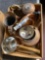 copper items , teapots etc , pans, knives