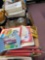 large lot of miscellaneous collectibles, glass cake plate, marble lazy Susan,Akron marbles, glasses