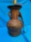 Lamp decorated ceramic primitive urn incised and painted with fish motif