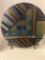 Art glass charger signed 18 inch diameter with stand