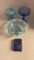 4 new old stock Fenton glass 2 compotes, bowls, paperweight