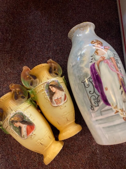 3 antique French vases
