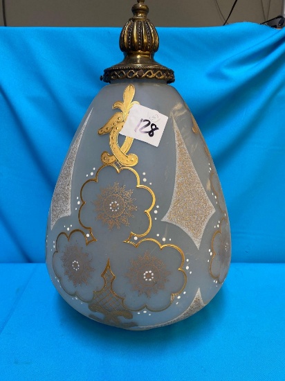 mid century boho vintage glass hand painted hanging light shade