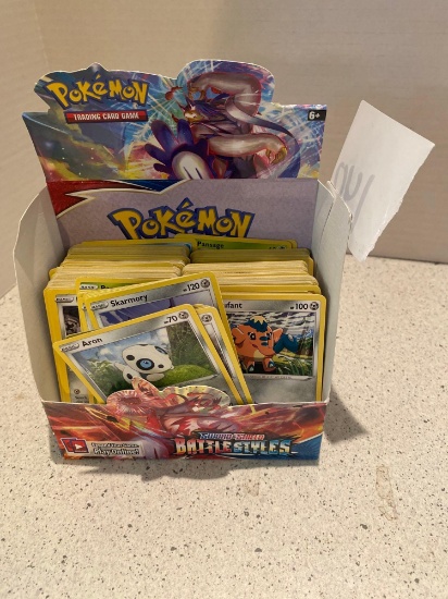 Pokemon cards and small display , all cards are 2020