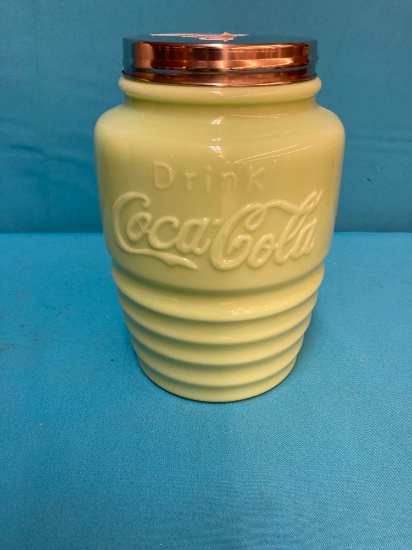 Coca-Cola jadeite cookie jar