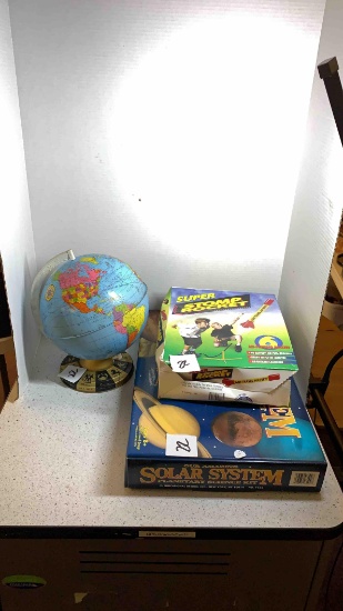 Tin zodiac sign globe, super stomp rocket kids toy, solar system planetary science kit