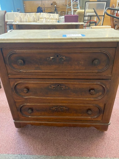 antique marble top dresser wash stand , approximately 31 inches by 30 inches