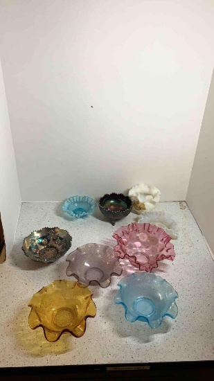 Some Fenton and some carnival glass bowls