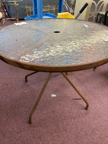 small outdoor glass top table no chairs 32 inches across
