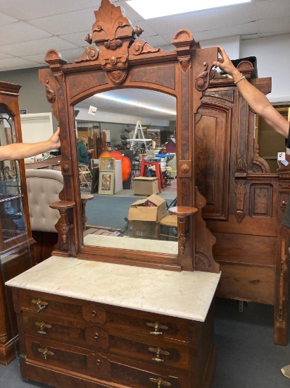 Victorian marble top dresser with mirror