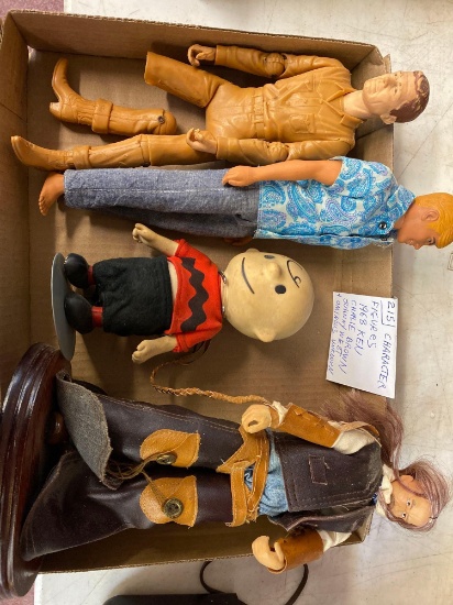Character figures 1968 Ken, Charlie brown, Johnny West and ominous unknown