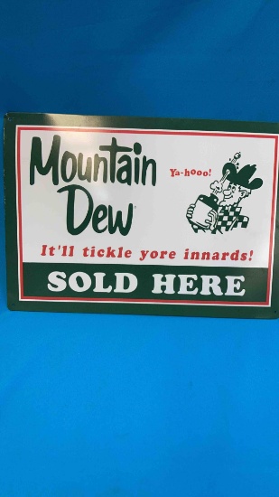 Mountain Dew soda tin sign 12"x16 1/2"