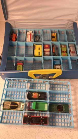matchbox case with 16 die cast cars