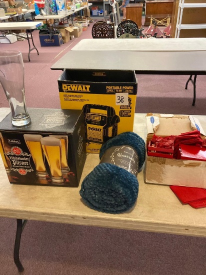 Kirklands soft warm and plush throw 50 x 60? six Libby Pilsner glasses water pistols Christmas