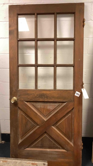 old pine front door 9 panel (some broken) 80 inches tall 36 inches wide 1 3/4" thick one sided