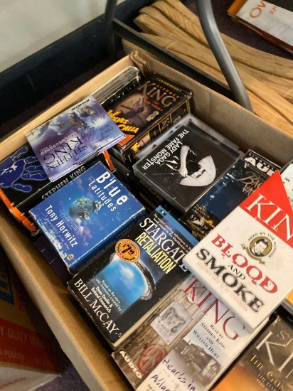 large box of cassette tapes and disk tapes