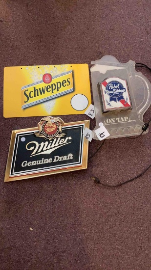 Miller advertisement sign, Pabst, Schweppes
