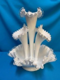 Fenton silver crest milk glass epergne