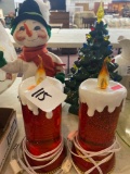 Christmas candle lights, ceramic tree kit vintage and annalee snowman