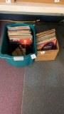 2 boxes of records and some 45 records
