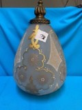 mid century boho vintage glass hand painted hanging light shade