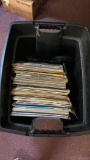 Large tote full of records and 45 records