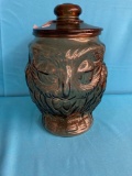 Glass owl cookie jar
