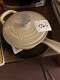 Griswold iron pan CROFTO and porcelain on cast iron sauce pan