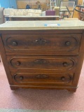 antique marble top dresser wash stand , approximately 31 inches by 30 inches