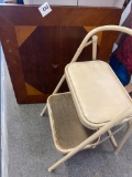 step stool and wooden card table with fold out legs