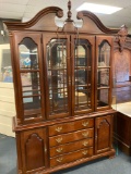 Lexington two piece trying to cabinet with glass shelves 60 inches wide 84 inches tall