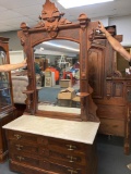 Victorian marble top dresser with mirror