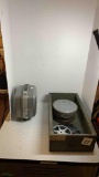 4 vintage Kodak camera film in canisters and Bolex 185L Super projector