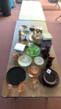 Avon plates, cups and bottle, Silver platter, plates, seashell plates, silver plated wine holder,