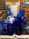 1 flat cobalt glass and porcelain balls