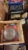 Table saw blades, files, locks and keys, light switch, voltage inverter, Control box