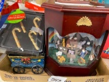 Christmas music box and decorations