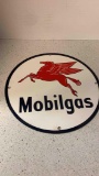 Mobilgas Pegasus round enamel sign 11 3/4