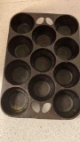 vintage cast iron muffin tin #210