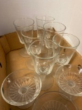 NINE pieces of THREE face glass