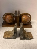 Pair old world globe bookends pair metal country boy bookends