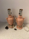 Pair ceramic lamps Queen Elizabeth silver jubilee seal