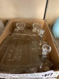 Glass candle sticks bread tray