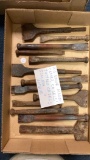 stone mason, carver chisels, toothed chisels, sculptor chisels antique