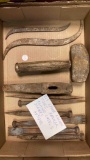 stone carver tools, hammer toothed chisels scribes antique