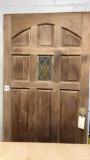 vintage front door colored glass panel redwood 1 3/4