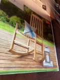 Main stays wooden porch Rocker eucalyptus wood 27 inches wide 34.4 inches deep 45.87 inches high