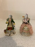 Two antique Dresden lace figurines